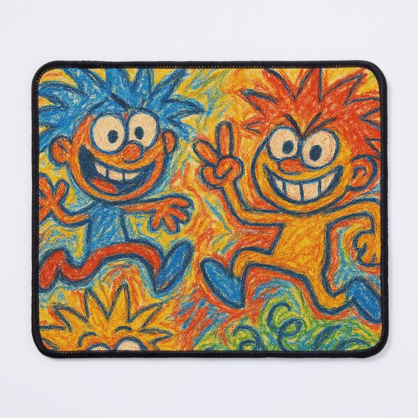 Item preview, Colorful Crayon Cartoon Crew – Playful Doodle Characters with Big Smiles designed and sold by weirdfishes123.