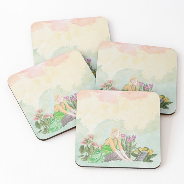 Item preview, Laptop in the Garden – Soft Watercolor Study Girl designed and sold by Softglow-Studio.