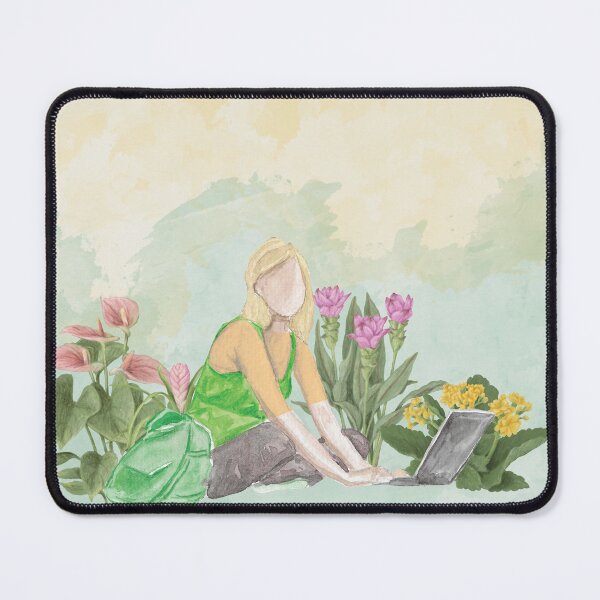 Item preview, Laptop in the Garden – Soft Watercolor Study Girl designed and sold by Softglow-Studio.