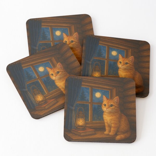 Item preview, Lantern Light – Cozy Cabin Cat designed and sold by ArtByAlgorithms.