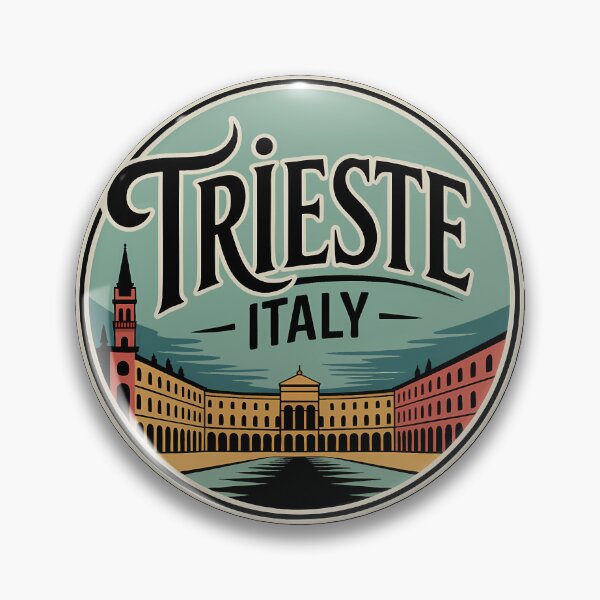 Item preview, Trieste Italy Illustration Travel Art Badge designed and sold by KrisSidDesigns.