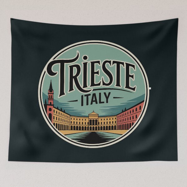 Item preview, Trieste Italy Illustration Travel Art Badge designed and sold by KrisSidDesigns.