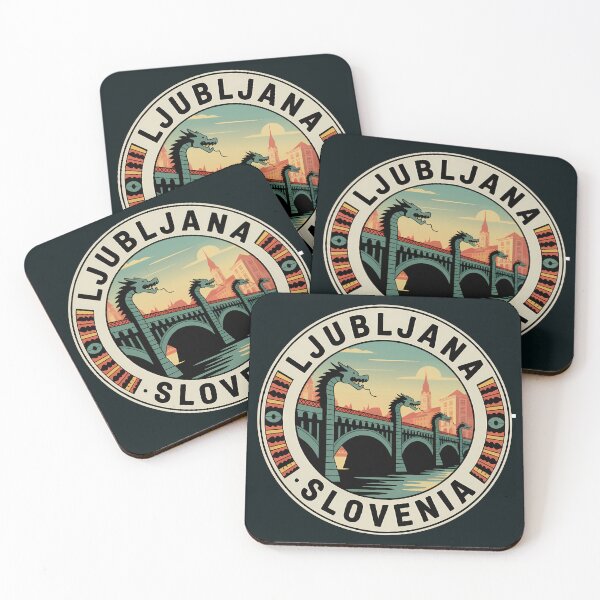 Item preview, Ljubljana Slovenia Dragon Bridge Illustration Travel Art Badge designed and sold by KrisSidDesigns.