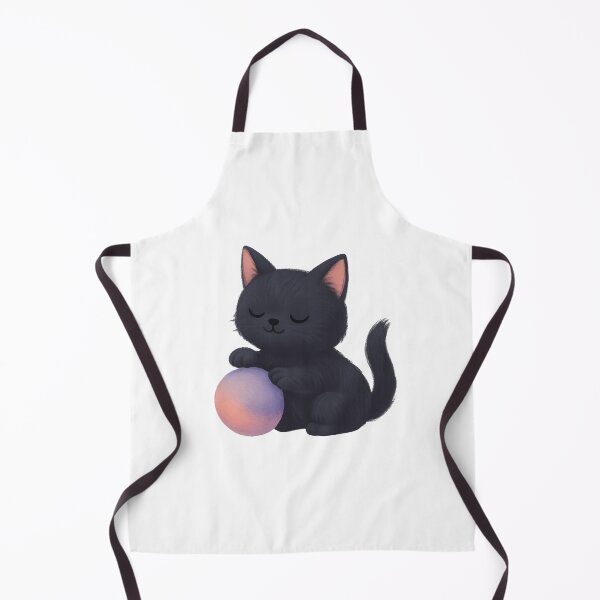 Item preview, Calm Black Kitten with Ball – Mellow Playtime Series designed and sold by ArtByAlgorithms.