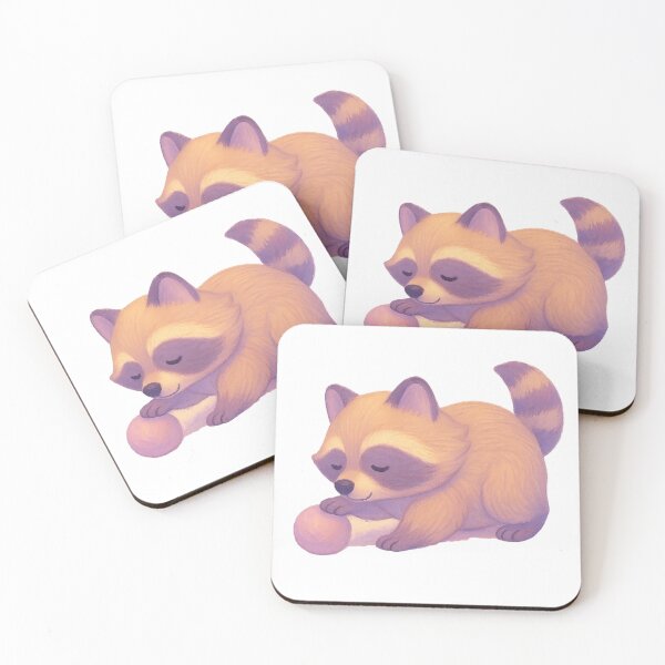 Item preview, Dreamy Raccoon with Ball – Mellow Playtime Series designed and sold by ArtByAlgorithms.