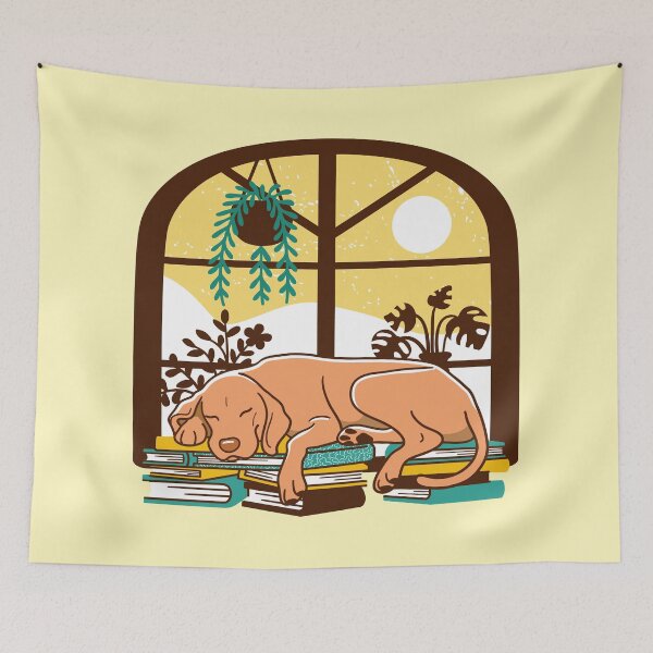 Item preview, Sleepy Vizsla and Books designed and sold by Wlaurence.