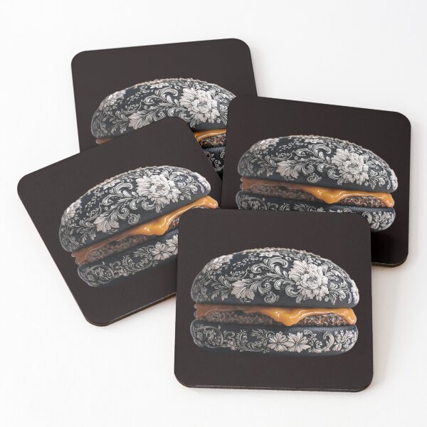 Item preview, Black Burger bun with floral patterns designed and sold by Brendon987.