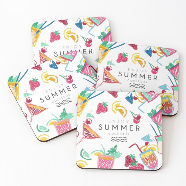 Item preview, Enjoy Summer Cocktails – Colorful Crayon Drink Pattern designed and sold by MeowLoka ⭐⭐⭐⭐.