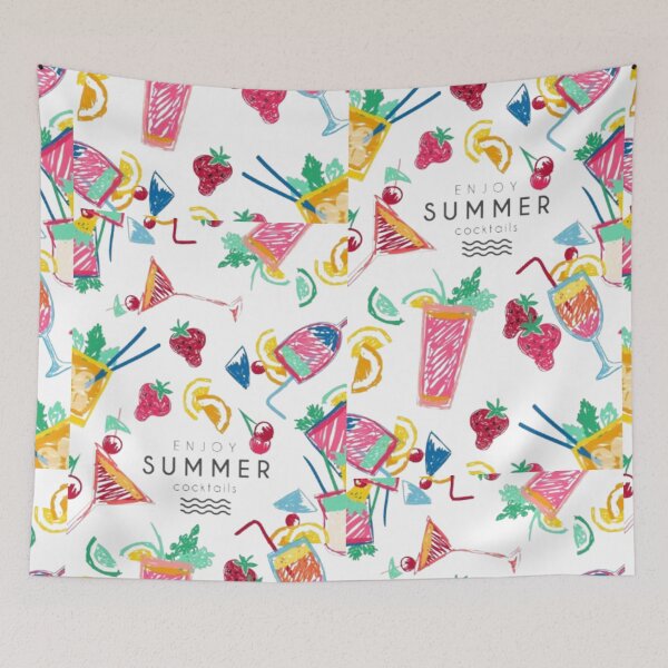 Item preview, Enjoy Summer Cocktails – Colorful Crayon Drink Pattern designed and sold by MeowLoka ⭐⭐⭐⭐.