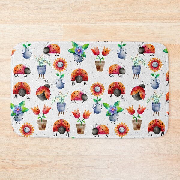 Item preview, Watercolor Lady Birds and Potted House Plants Pattern designed and sold by Farissa Designs.