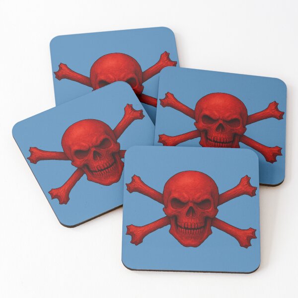 Item preview, Vintage Angry Red Skull and Crossbones Pirate Flag designed and sold by hauntedtees.
