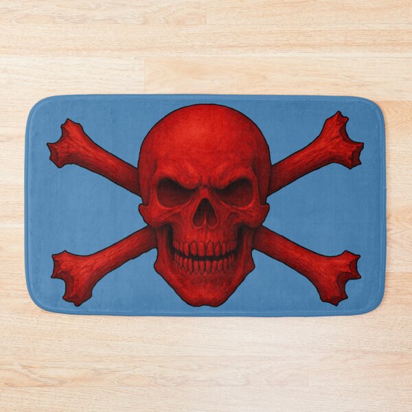 Item preview, Vintage Angry Red Skull and Crossbones Pirate Flag designed and sold by hauntedtees.