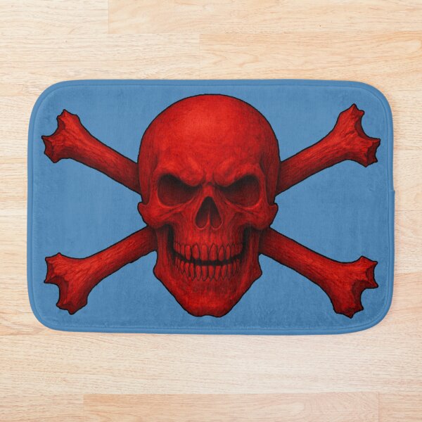 Item preview, Bandera pirata vintage con calavera y huesos cruzados rojos designed and sold by hauntedtees.
