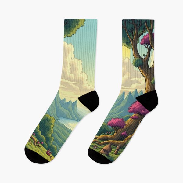 Item preview, Whimsical Fantasy Landscape – Enchanted Forest and River Valley Art designed and sold by TheDesignDen52.