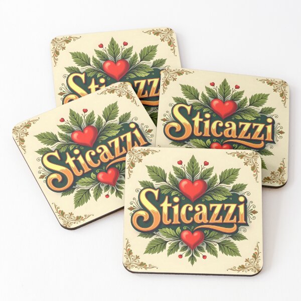 Item preview, Bold Italian Saying – Sticazzi in Gold with Hearts designed and sold by EmeraldeaArt.