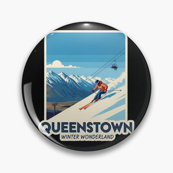 Item preview, Queenstown Winter Wonderland: A Retro-Modern Ski Poster designed and sold by Digital Dreams Arts.