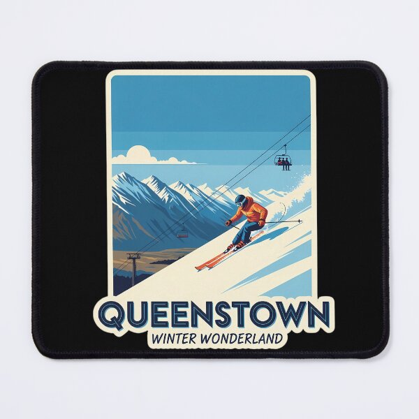 Item preview, Queenstown Winter Wonderland: A Retro-Modern Ski Poster designed and sold by Digital Dreams Arts.
