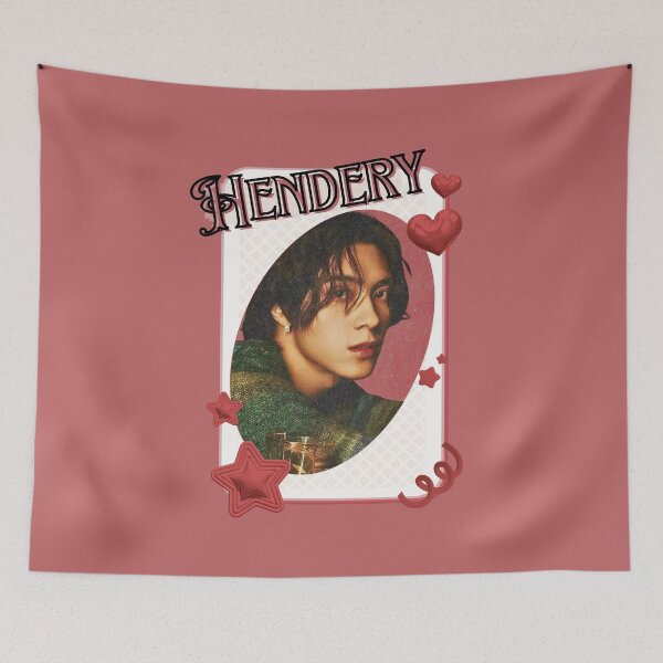 Item preview, NCT Hendery (헨드리) Kpop Boy Group Card Red Aesthetic Collage Design designed and sold by AJUNICE STUDIO.