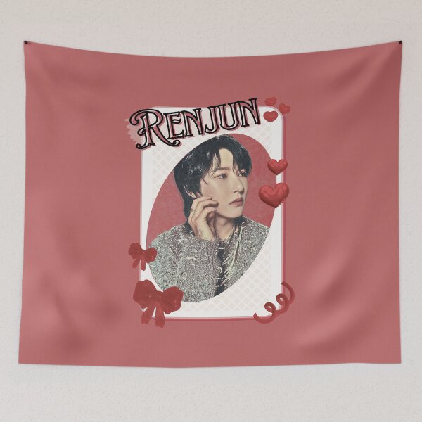Item preview, NCT Renjun (런쥔) Kpop Boy Group Card Red Aesthetic Collage Design designed and sold by AJUNICE STUDIO.