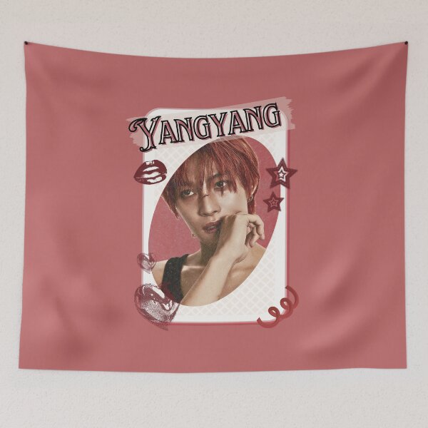 Item preview, NCT Yangyang (양양) Kpop Boy Group Card Red Aesthetic Collage Design designed and sold by AJUNICE STUDIO.