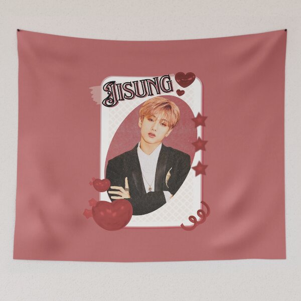 Item preview, NCT  Jisung (지성) Kpop Boy Group Card Red Aesthetic Collage Design designed and sold by AJUNICE STUDIO.
