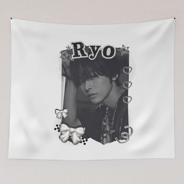 Item preview, NCT Ryo (료) Kpop Boy Group Black and White Collage Design designed and sold by AJUNICE STUDIO.