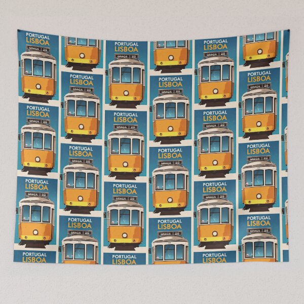 Item preview, Vintage Lisbon Portugal Tram Poster designed and sold by TeeARTHY.