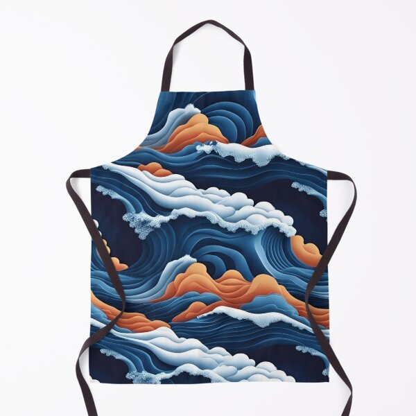 Item preview, Aesthetic Textured Blue and Orange Wave Design with Sea Foam Accents designed and sold by greenflashwear.