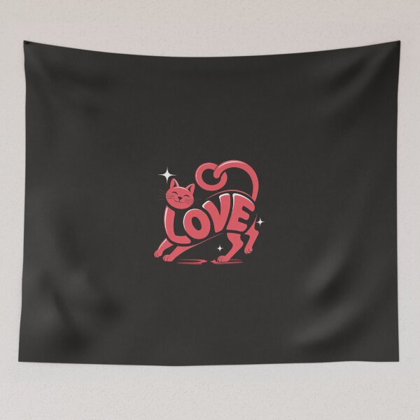 Item preview, Retro Love Cat – Cute Typography Cat Art designed and sold by Artitude Studio.