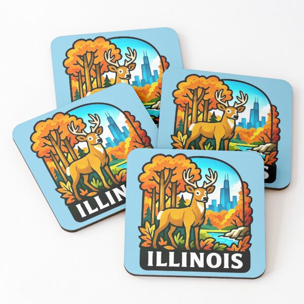 Item preview, Illinois USA - White-tailed Deer & Cityscape designed and sold by Myra365Art.