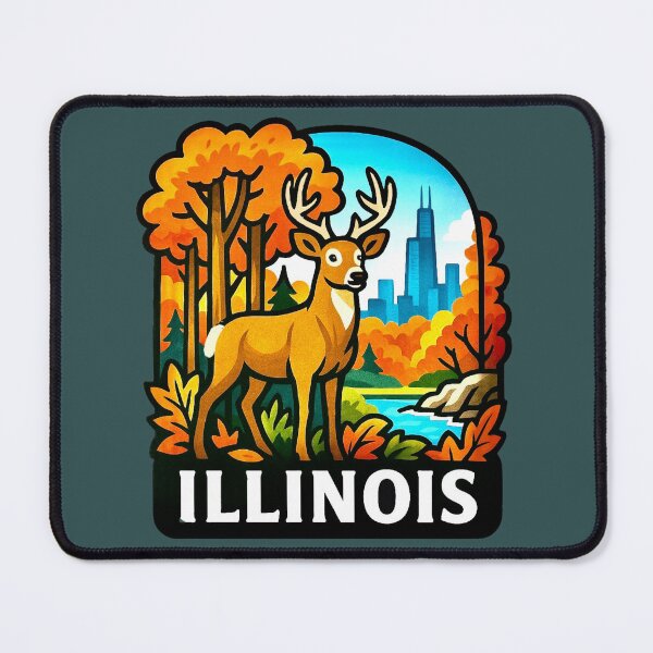 Item preview, Illinois USA - White-tailed Deer & Cityscape designed and sold by Myra365Art.