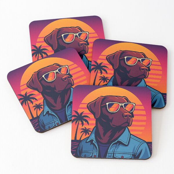 Item preview, Retro Chocolate Labrador Synthwave Art designed and sold by Flux-O.