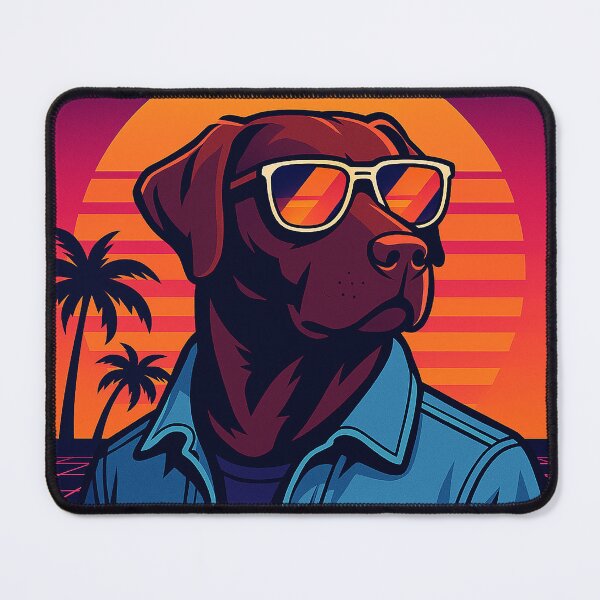 Item preview, Retro Chocolate Labrador Synthwave Art designed and sold by Flux-O.