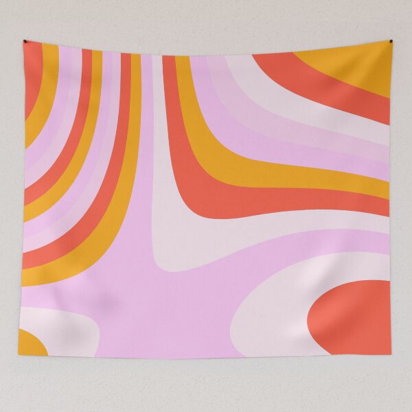 Item preview, Warm Orange and Pink Abstract Groovy Stripes designed and sold by patternsoup.
