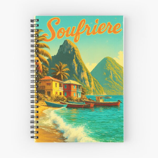 Item preview, Soufriere Saint Lucia – Vintage Travel with Pitons Caribbean Beach Scene designed and sold by scicilysimonee.