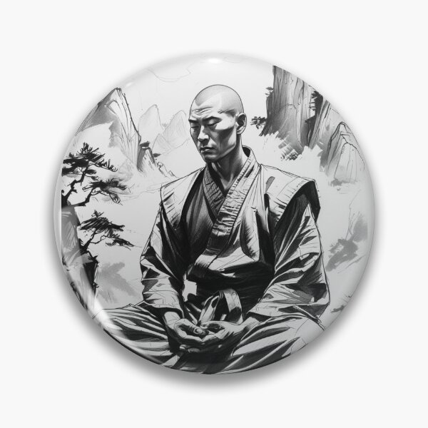 Item preview, Shaolin Monk in Black & White | Zen Warrior Minimalist Art designed and sold by Design_Your_Day.