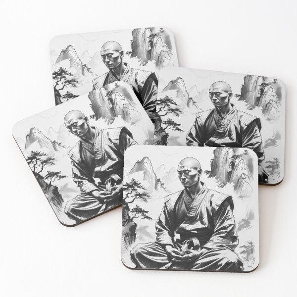 Item preview, Shaolin Monk in Black & White | Zen Warrior Minimalist Art designed and sold by Design_Your_Day.