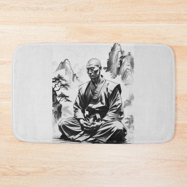 Item preview, Shaolin Monk in Black & White | Zen Warrior Minimalist Art designed and sold by Design_Your_Day.