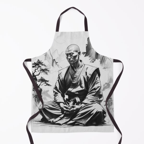 Item preview, Shaolin Monk in Black & White | Zen Warrior Minimalist Art designed and sold by Design_Your_Day.