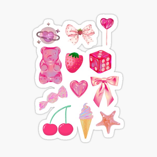 Item preview, Kawaii Pink Aesthetic Sticker Pack – Cute Pastel Icons designed and sold by SukunFlowco.