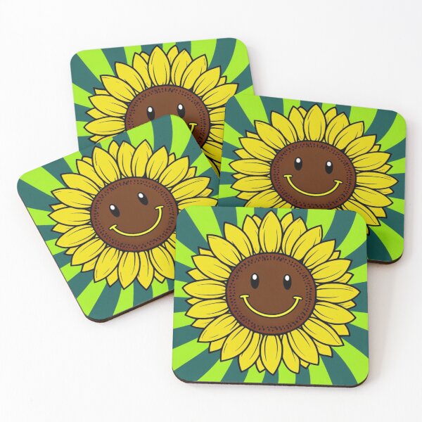 Item preview, Happy Sunflower Groovy Rays - Smiley Face Retro Floral Design designed and sold by Trialloja.