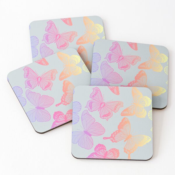 Item preview, Rainbow butterflies on a light gray background designed and sold by ReflectedCrafts.