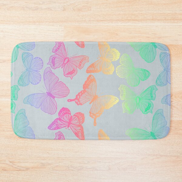 Item preview, Rainbow butterflies on a light gray background designed and sold by ReflectedCrafts.