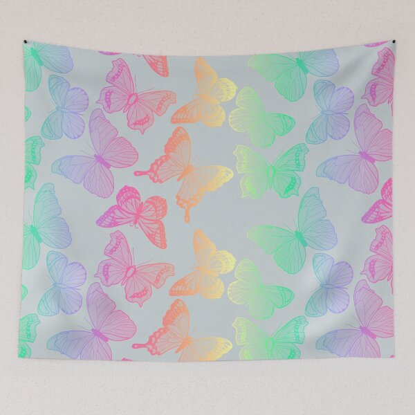 Item preview, Rainbow butterflies on a light gray background designed and sold by ReflectedCrafts.