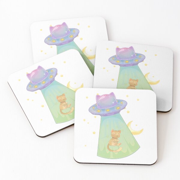 Item preview, Kawaii UFO Cat Abduction – Cute Sleeping Kitty Alien Art designed and sold by PandiaArts.