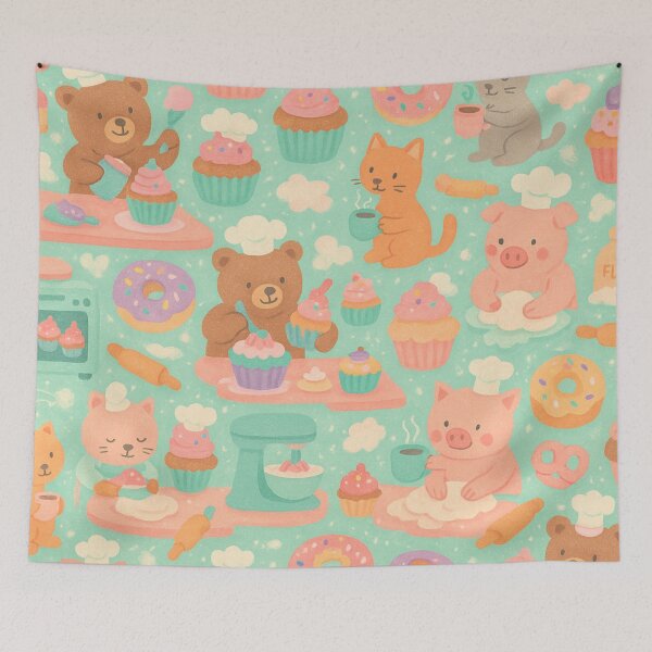 Item preview, Cute Animal Bakery Chefs Pattern designed and sold by Furbulous Faces.