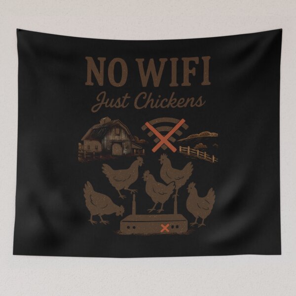 Item preview, No WiFi Just Chickens Funny Farm Life Tee designed and sold by PiggFamilyPrint.