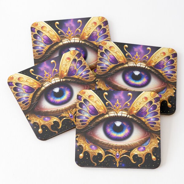 Item preview, Fantasy Galaxy Eye – Butterfly Wing Close-Up in Purple Blue Gold designed and sold by EmeraldeaArt.