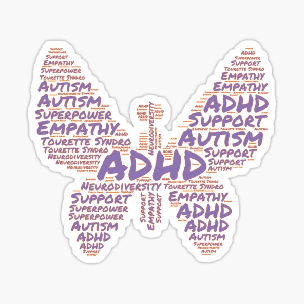 Item preview, Neurodiversity Butterfly – ADHD, Autism, Support & Empathy Word Art designed and sold by ZIPsketch.