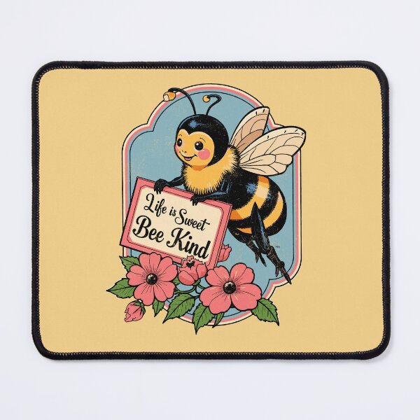 Item preview, Retro Cute Bee Graphic - "Life is Sweet Bee Kind" Design designed and sold by Vintagenaut Co..